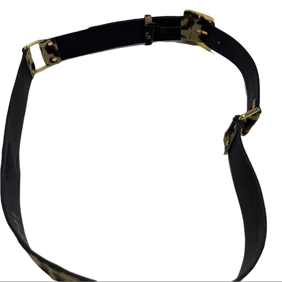 Garuglieri 100% Genuine Leather Calf Hair Gold Tone Belt Animal Print - Picture 4 of 11